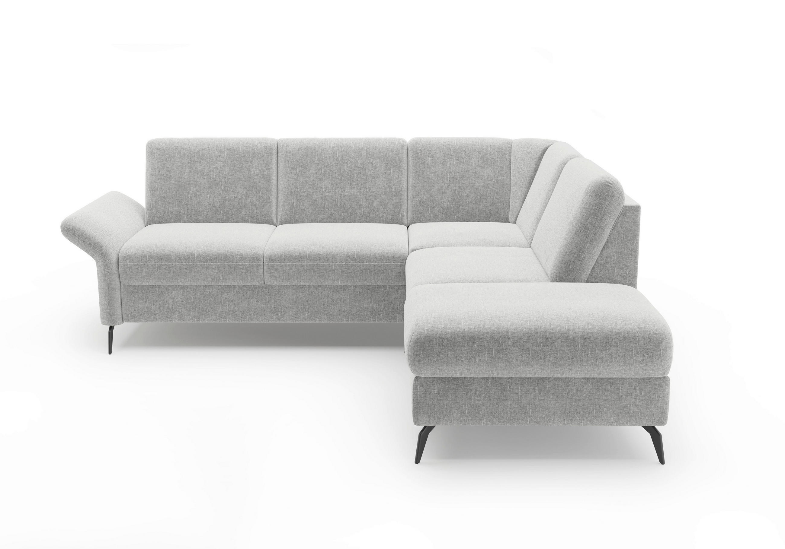 ECKSOFA ROCHELLE E Hellgrau Flachgewebe  - Hellgrau/Schwarz, KONVENTIONELL, Textil/Metall (240/216cm) - Sit & More
