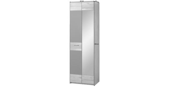 GARDEROBENSCHRANK 63/198/38 cm - Edelstahlfarben/Eichefarben, Natur, Glas/Holz (63/198/38cm) - Voleo