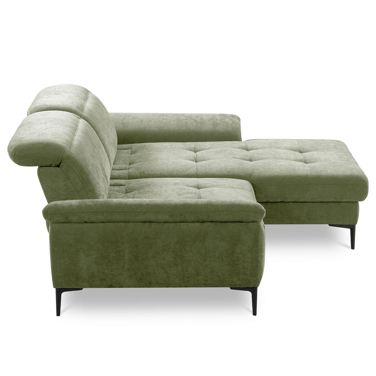 ECKSOFA  Webstoff Grün  - Schwarz/Grün, Design, Textil/Metall (268/195cm) - Livetastic