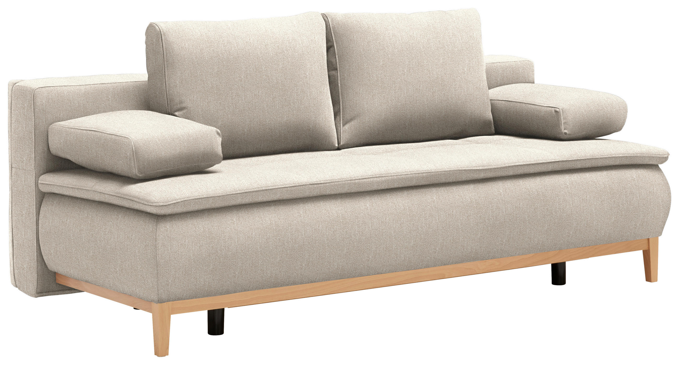 BOXSPRINGSOFA Webstoff Beige  - Eichefarben/Beige, Design, Holz/Textil (202/78/93/100cm) - Carryhome