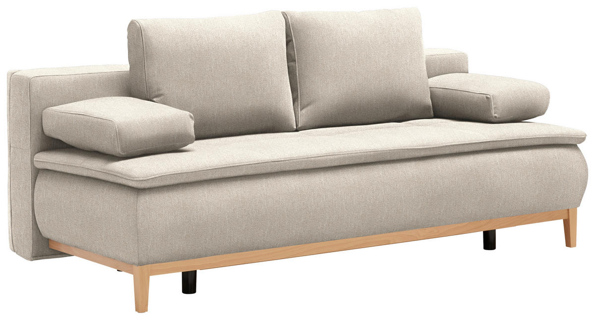 BOXSPRINGSOFA in Webstoff Beige  - Eichefarben/Beige, Design, Holz/Textil (202/78/93/100cm) - Venda