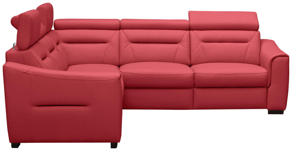 ECKSOFA Lederlook Echtleder Rot  - Wengefarben/Rot, Design, Leder/Holz (260/260cm) - Celina Home