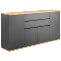SIDEBOARD  in 184/93/42 cm  - Schwarz/Graphitfarben, Design, Holzwerkstoff/Kunststoff (184/93/42cm) - Xora