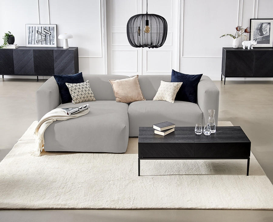 ECKSOFA in Struktur Grau - Grau, Modern, Textil (255/72/160cm) - Trendmanufaktur