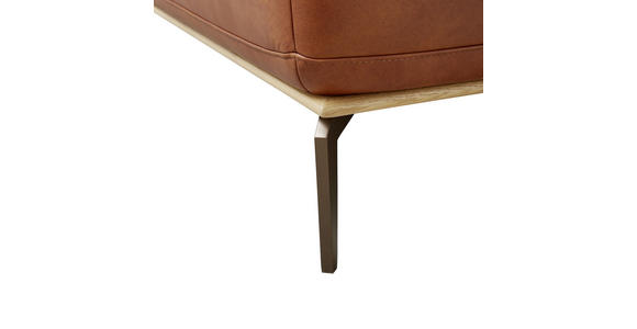 ECKSOFA in Echtleder Braun  - Bronzefarben/Braun, Design, Leder/Metall (176/298cm) - Valnatura