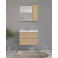 BADEZIMMER 3-teilig  in  - Eichefarben/Weiß Hochglanz, MODERN, Glas/Keramik (80/119/45cm) - MID.YOU