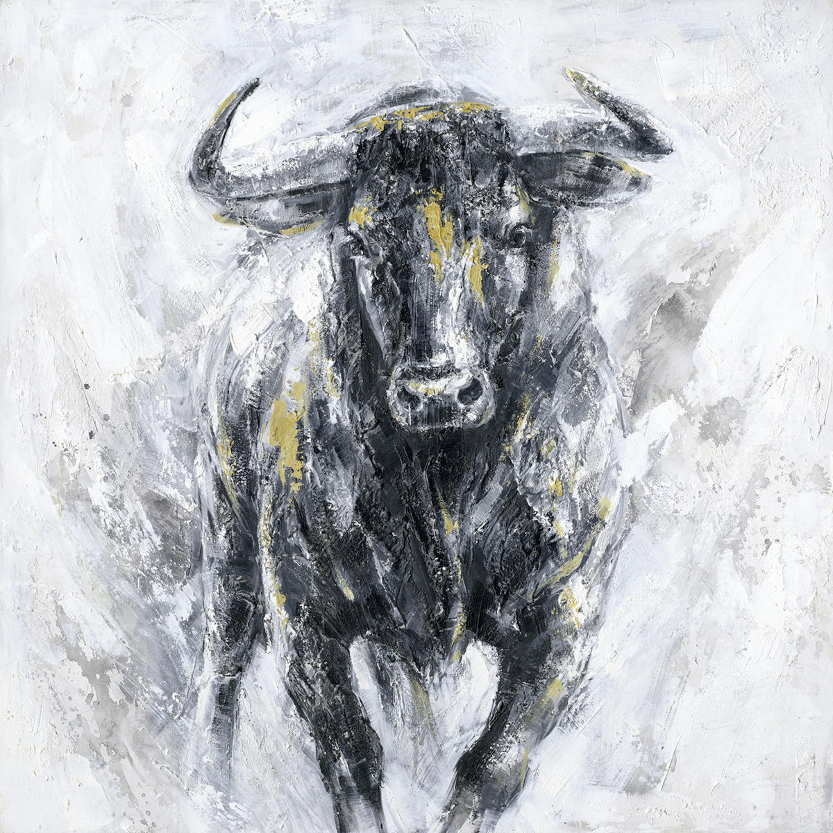 ÖLGEMÄLDE Tiere 85/85 cm  - Goldfarben/Schwarz, KONVENTIONELL, Holz/Kunststoff (85/85cm) - Monee