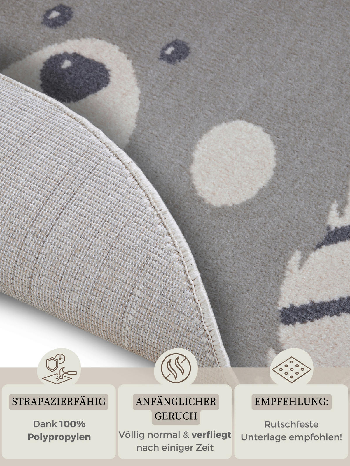 KINDERTEPPICH 100 cm Adventures  - Creme/Grau, Design, Kunststoff/Textil (100cm)