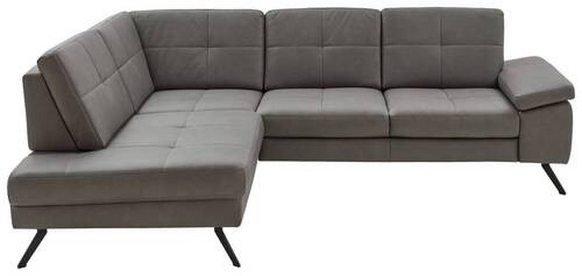 ECKSOFA in Lederlook, Mikrofaser Dunkelgrau  - Dunkelgrau/Schwarz, Design, Textil/Metall (220/261cm) - Beldomo System