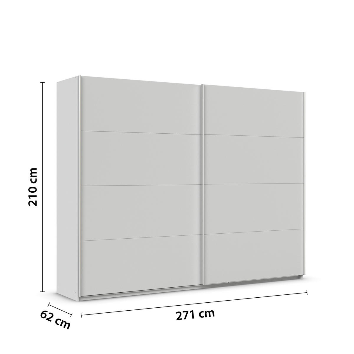 SCHWEBETÜRENSCHRANK  in Seidengrau  - Seidengrau/Alufarben, KONVENTIONELL, Holzwerkstoff/Metall (271/210/62cm) - Xora