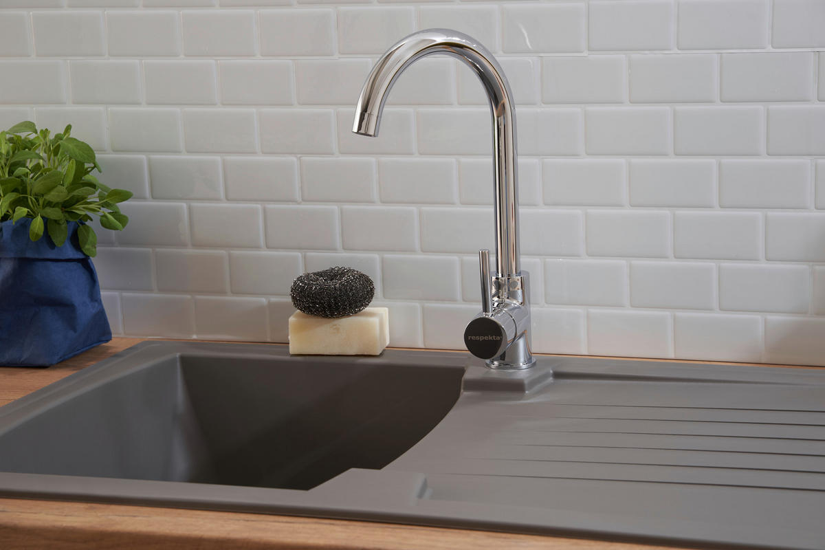 SPÜLE 1712BOSTON86X50G  - Grau, Trend, Glas/Kunststoff (86/20/50cm) - Respekta