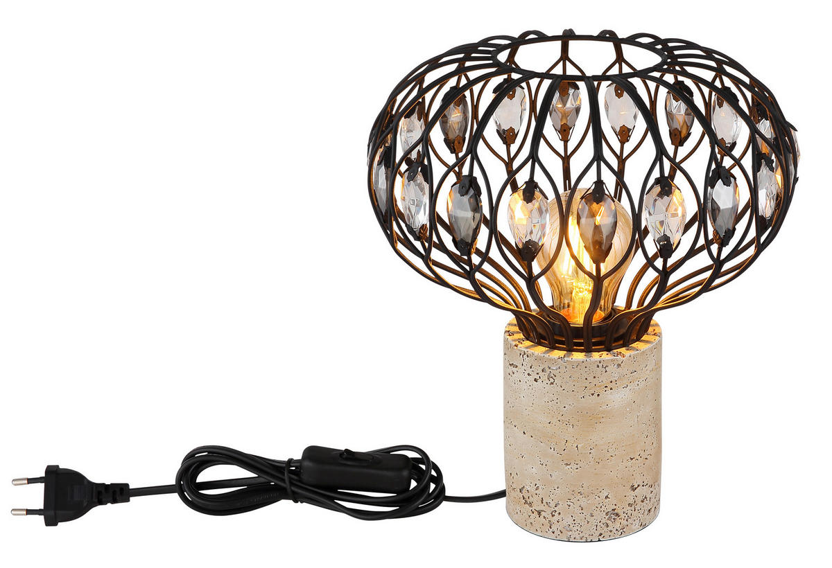 STOLNÍ LAMPA, E27, 25/28 cm  - šedá/černá, Basics, kov/plast (25/28cm) - Globo