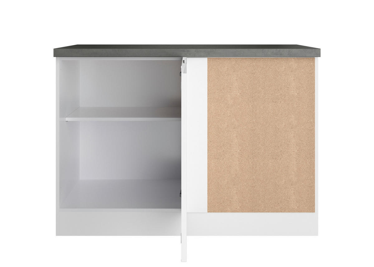 ECKUNTERSCHRANK 120/86/60 cm  in Weiß, Grau, Weiß Hochglanz  - Weiß Hochglanz/Weiß, LIFESTYLE, Holzwerkstoff (120/86/60cm) - Held