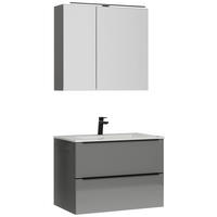 BADEZIMMER 3-teilig  in 81 cm  - Schieferfarben/Schwarz, MODERN, Holzwerkstoff/Stein (81cm) - Nobilia