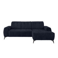ECKSOFA in Mikrofaser Dunkelblau  - Schwarz/Dunkelblau, Modern, Textil/Metall (258/180cm) - Livetastic