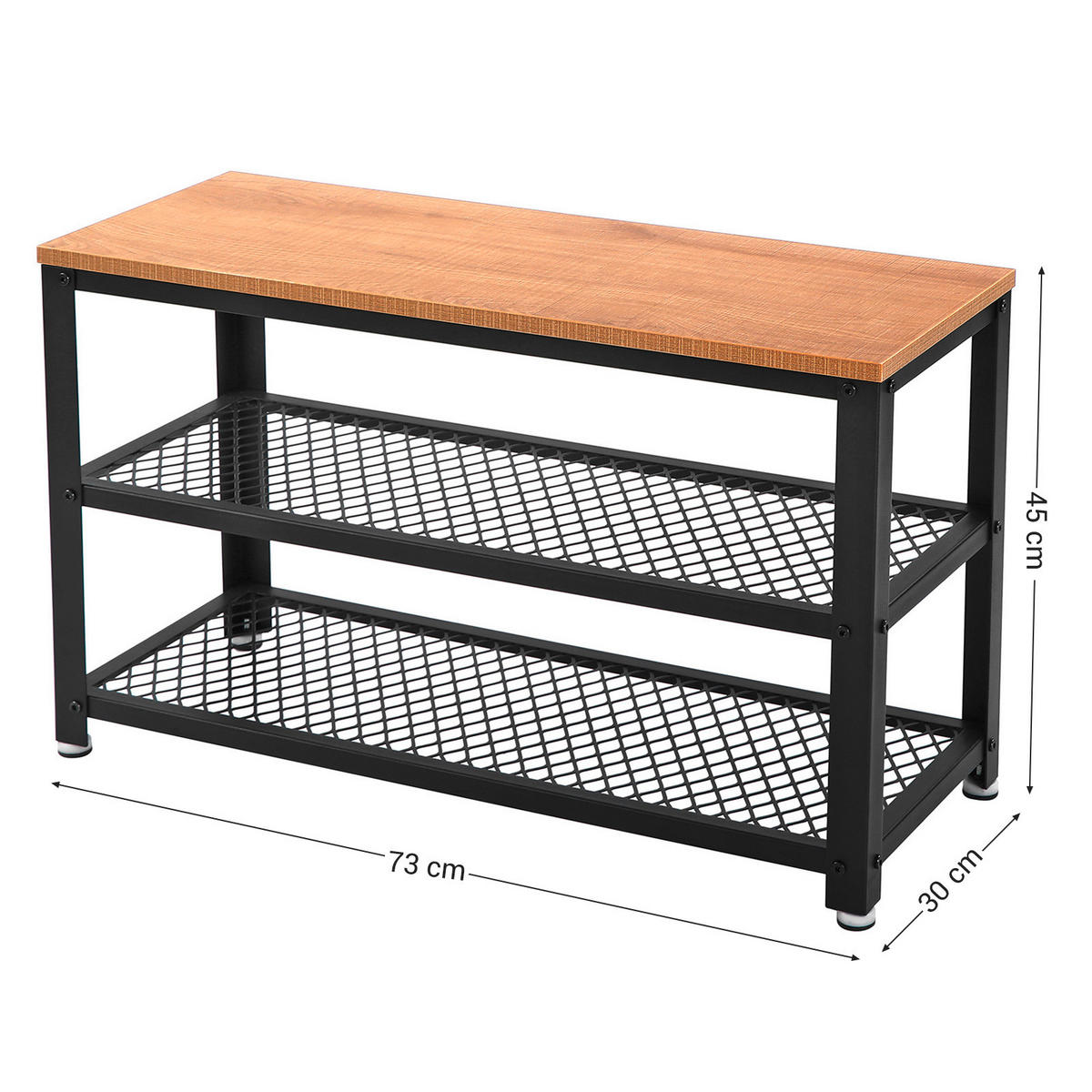 REGÁL NA TOPÁNKY, čierna, svetlohnedá, 73/45/30 cm - svetlohnedá/čierna, Trend, kov/kompozitné drevo (73/45/30cm) - Boxxx