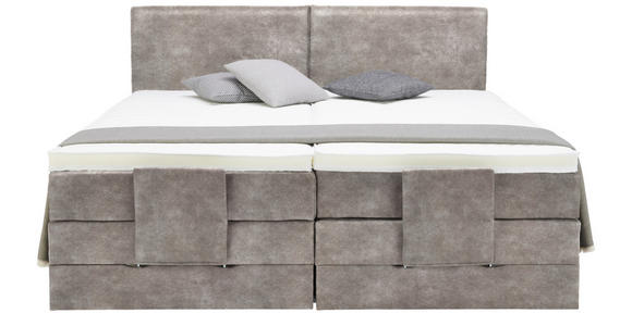 BOXSPRINGBETT 160/200 cm  in Hellgrau  - Hellgrau/Schwarz, Design, Kunststoff/Textil (160/200cm) - Hom`in