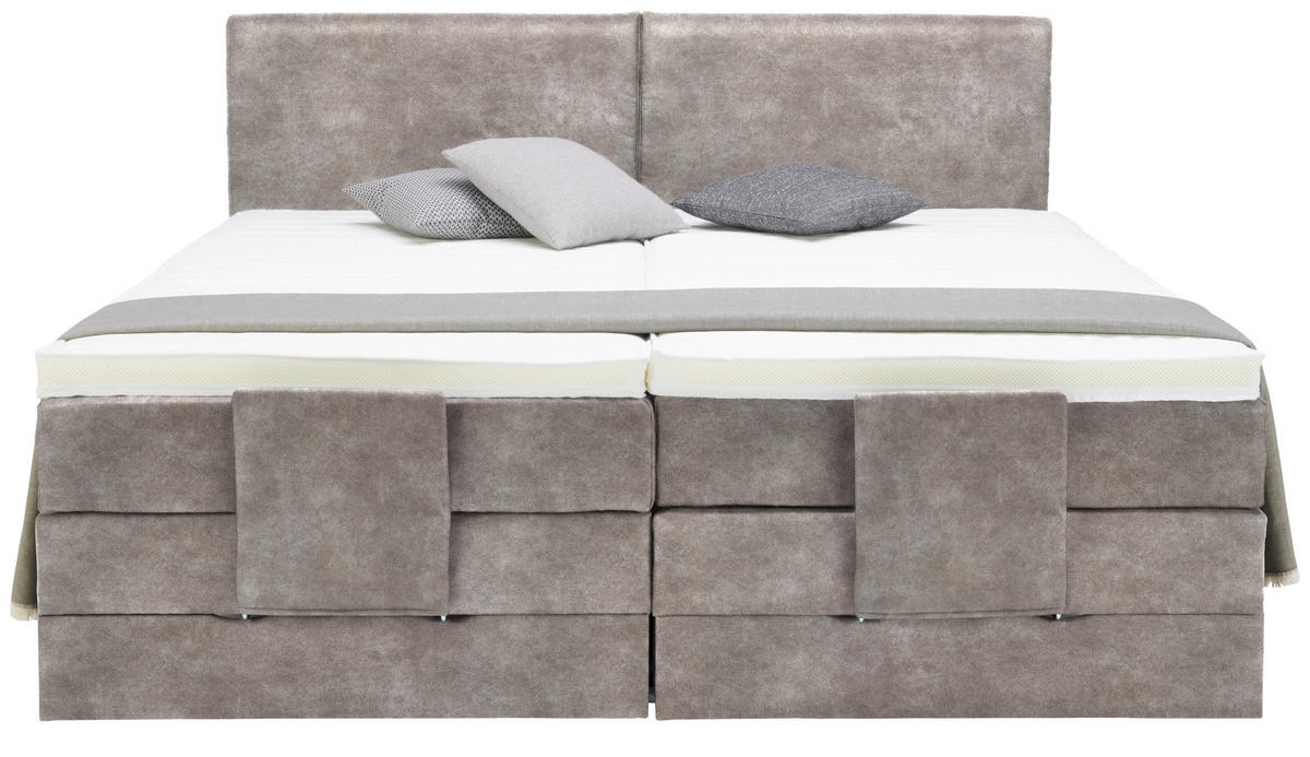BOXSPRINGBETT 160/200 cm  in Hellgrau  - Hellgrau/Schwarz, Design, Kunststoff/Textil (160/200cm) - Hom`in