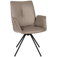 ARMLEHNSTUHL  in Stahl Echtleder pigmentiert  - Taupe/Schwarz, Design, Leder/Metall (65/91/63cm) - Dieter Knoll
