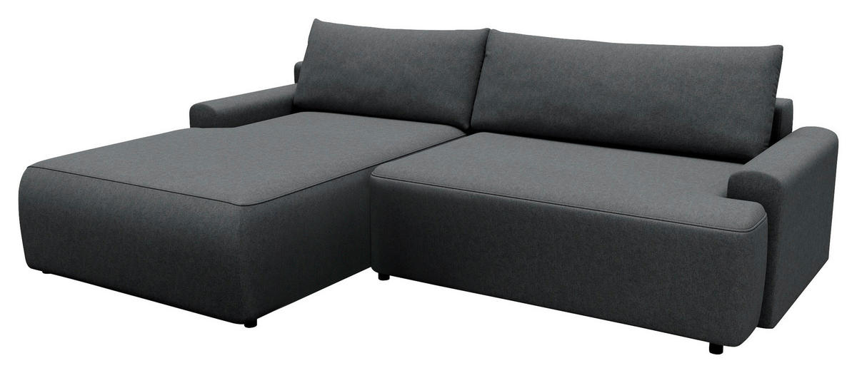ECKSCHLAFSOFA in Struktur Graphitfarben  - Schwarz/Graphitfarben, Modern, Kunststoff/Textil (167/253cm) - Trendmanufaktur
