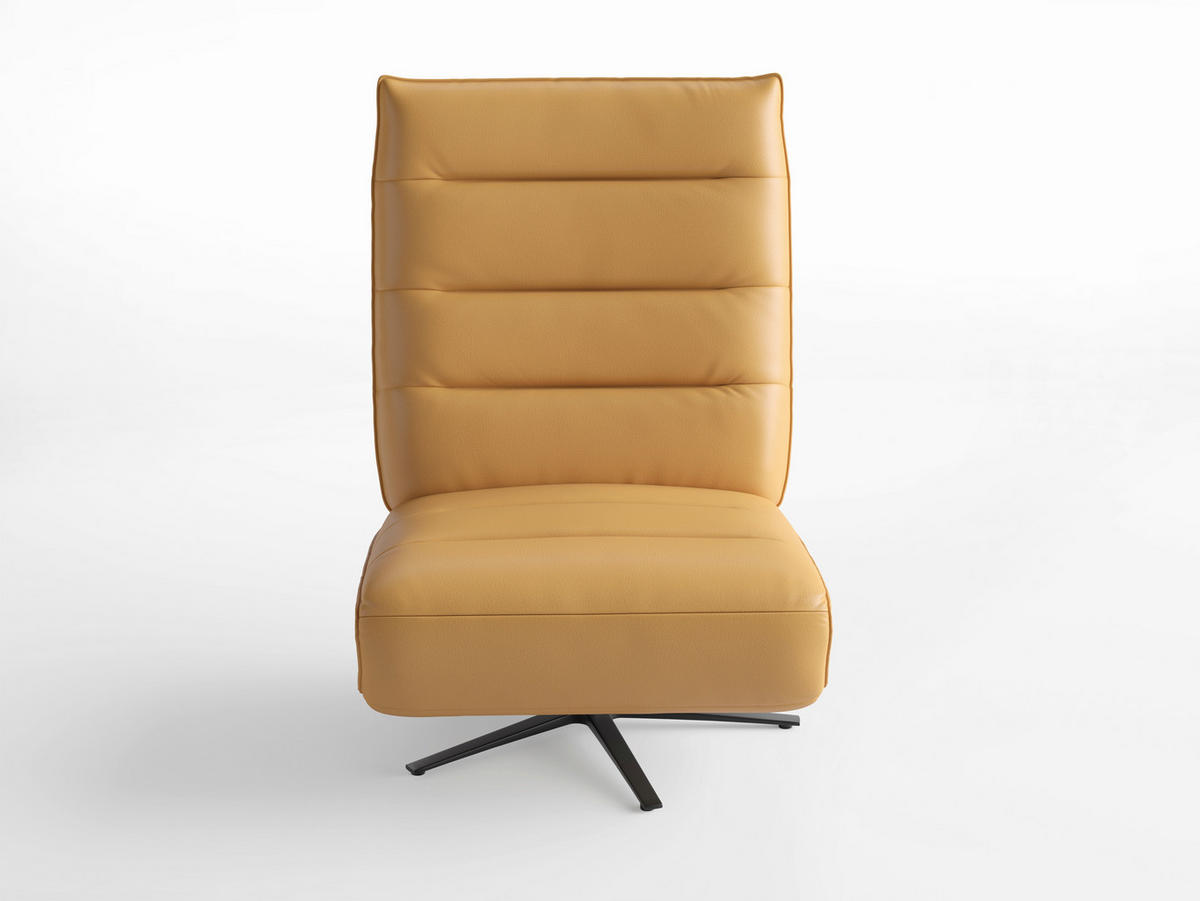 RELAXSESSEL Leder Currygelb  - Currygelb/Schwarz, Basics, Leder/Metall (80/109/98cm) - Sit & More