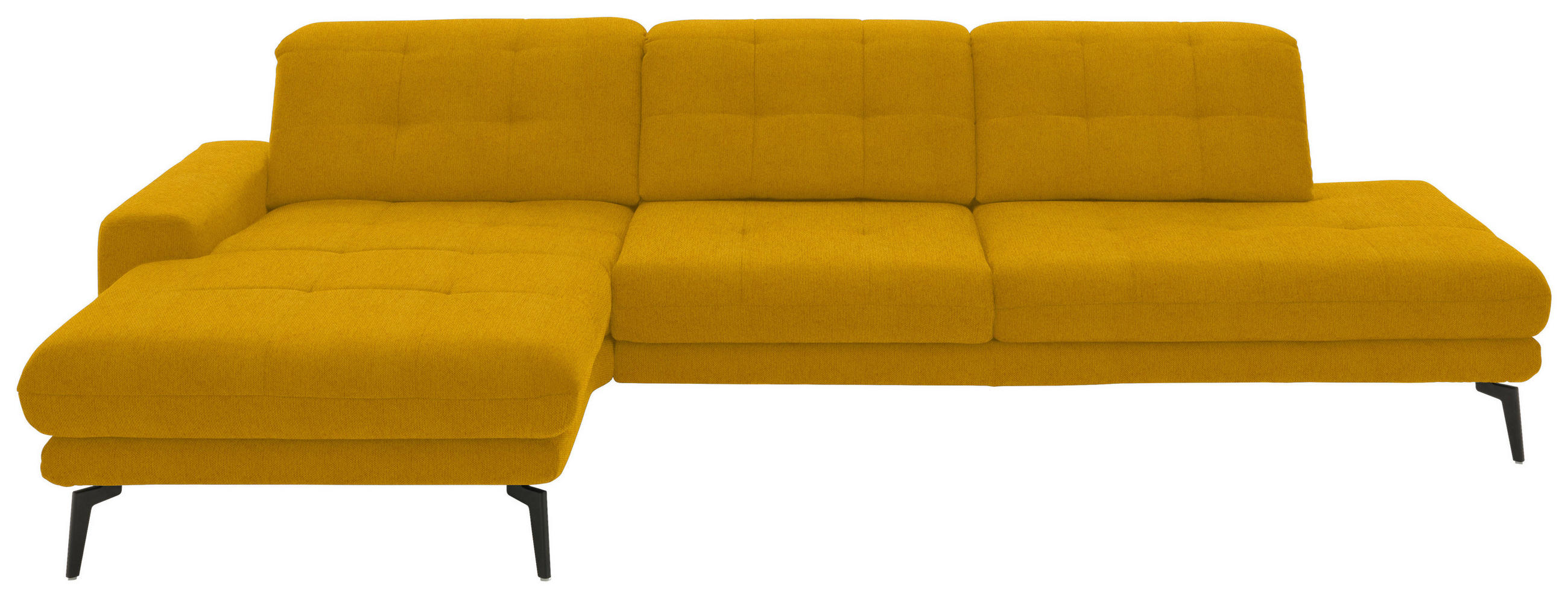 ECKSOFA in Flachgewebe Currygelb  - Currygelb/Schwarz, Design, Textil/Metall (190/309cm) - Beldomo Style