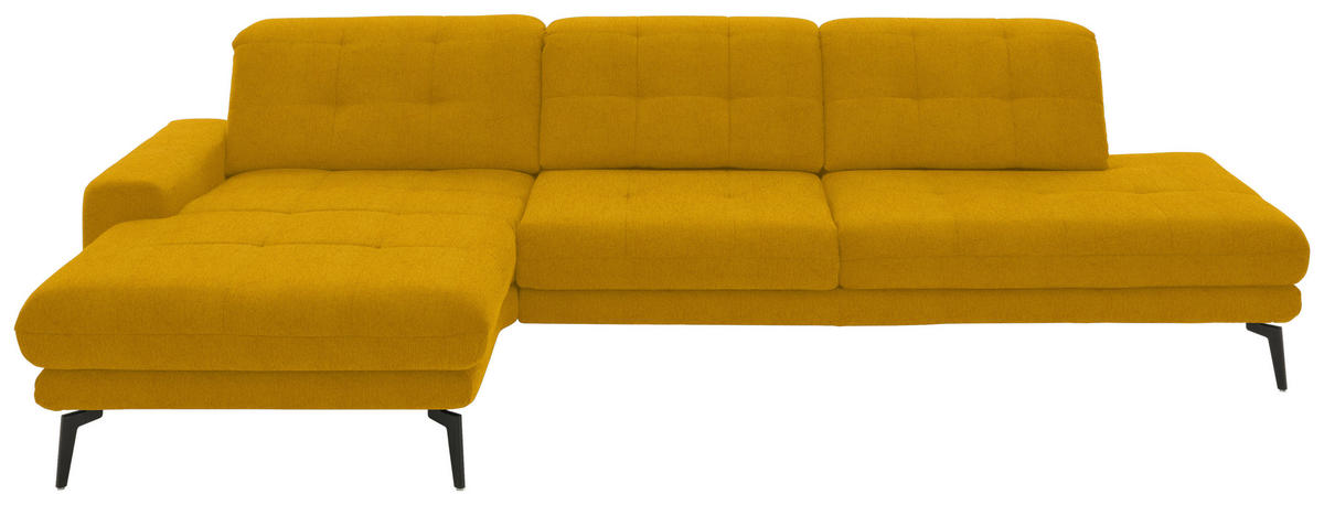 ECKSOFA in Flachgewebe Currygelb  - Currygelb/Schwarz, Design, Textil/Metall (190/309cm) - Beldomo Style