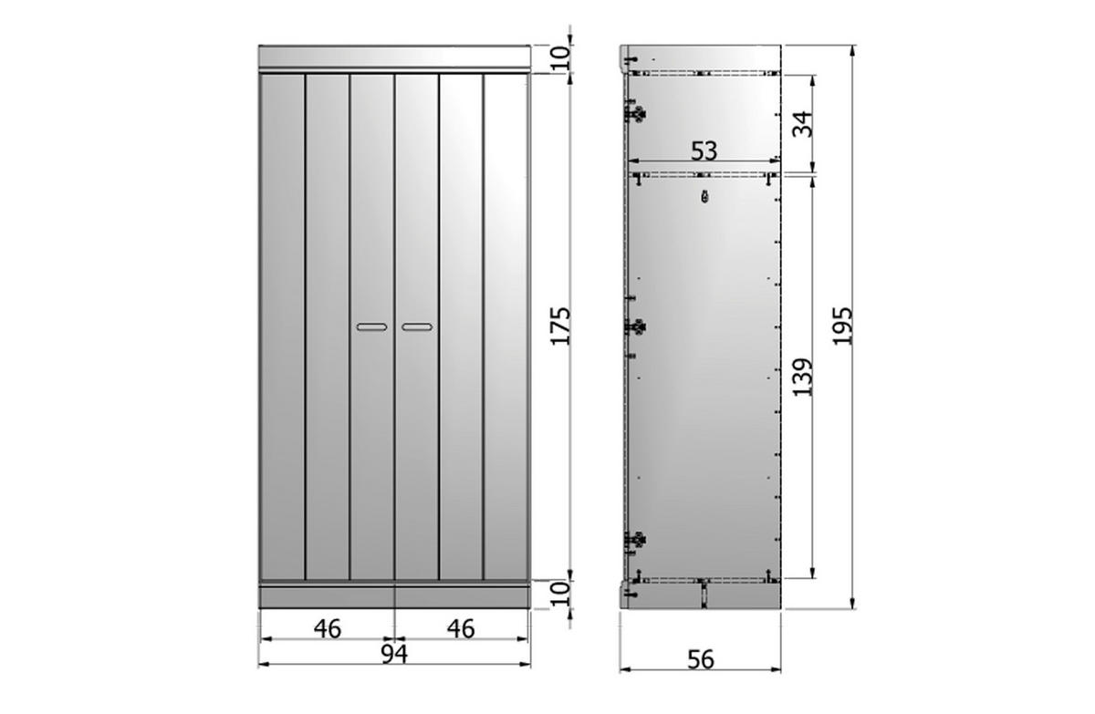 DREHTÜRENSCHRANK 94/195/53 cm 2-türig Weiß  - Weiß, Design, Holz/Holzwerkstoff (94/195/53cm) - Livetastic