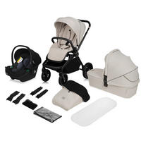 KINDERWAGENSET Mika Plus 3 in 1  - Beige/Schwarz, Basics, Textil (93/62/110cm) - Lionelo