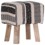 HOCKER Beachclub Flachgewebe Naturfarben, Schwarz  - Schwarz/Naturfarben, LIFESTYLE, Holz/Textil (40/50/33cm) - Landscape