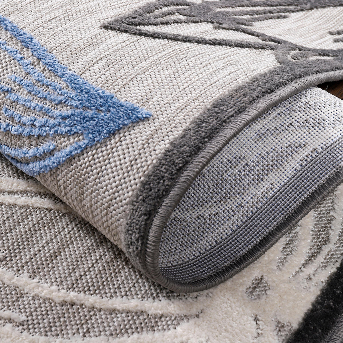 STAZA 80/200 cm   plava, siva, bijela  Floral  - bijela/siva, Lifestyle, tekstil/plastika (80/200cm)