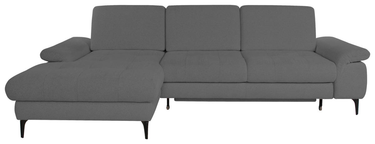 ECKSOFA ALMA in Chenille Dunkelgrau  191/285 cm  - Dunkelgrau/Schwarz, Design, Textil/Metall (191/285cm) - Livetastic