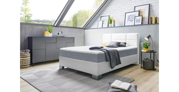 BOXSPRINGBETT 140/200 cm  in Weiß  - Graphitfarben/Weiß, Design, Holz/Textil (140/200cm) - Hom`in