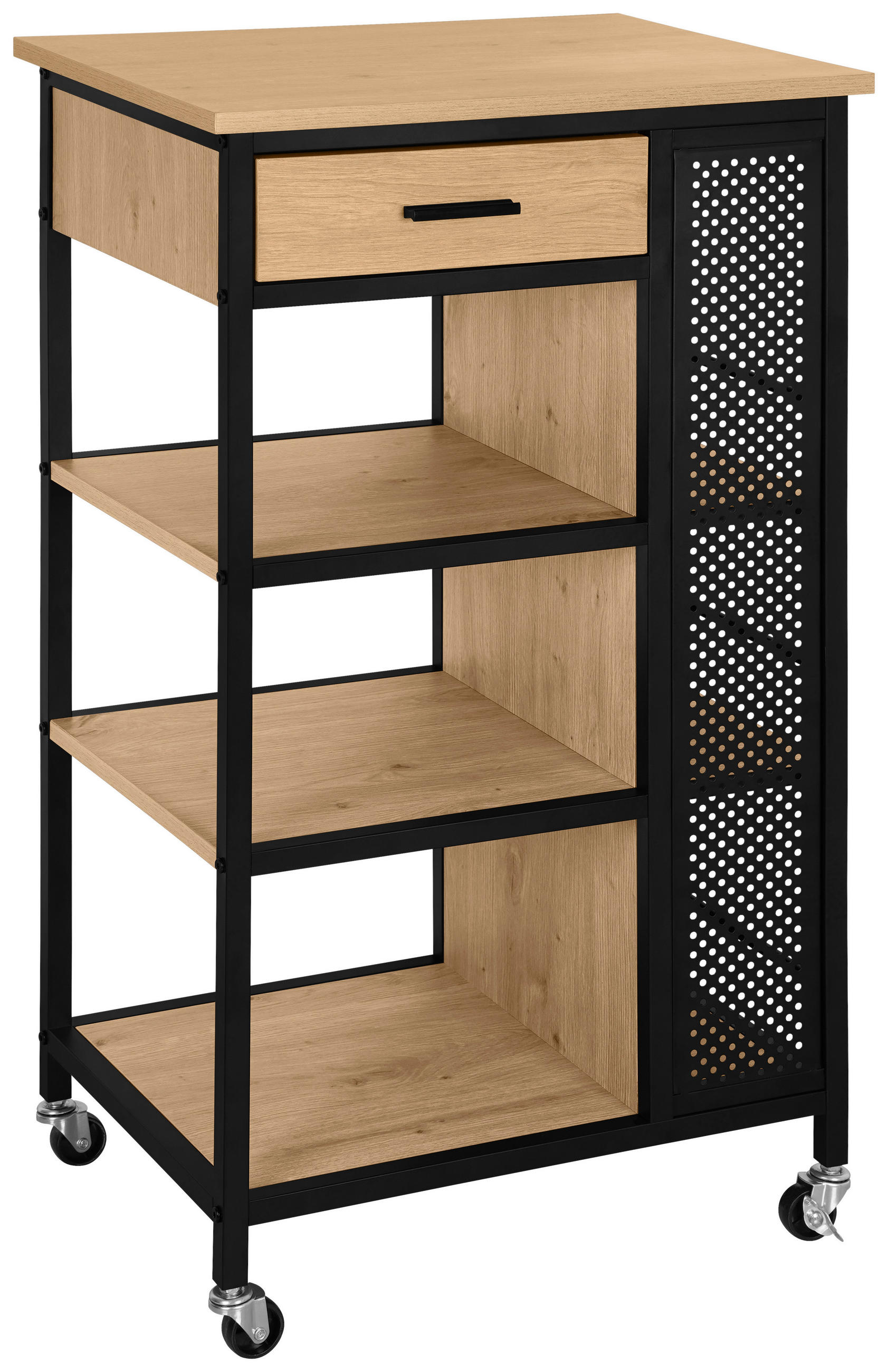Xora Servierwagen Natur, Schwarz 37x91x50 cm