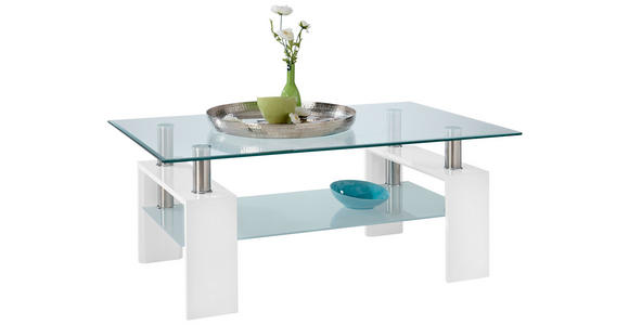 COUCHTISCH Milchglas, Klarglas 100/60/45 cm rechteckig Weiß Hochglanz  - Weiß Hochglanz, Design, Glas/Holzwerkstoff (100/60/45cm) - Carryhome