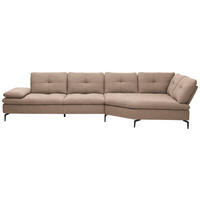 ECKSOFA  in Flachgewebe Taupe  344/157 cm  - Taupe/Schwarz, Design, Textil/Metall (344/157cm) - Chilliano