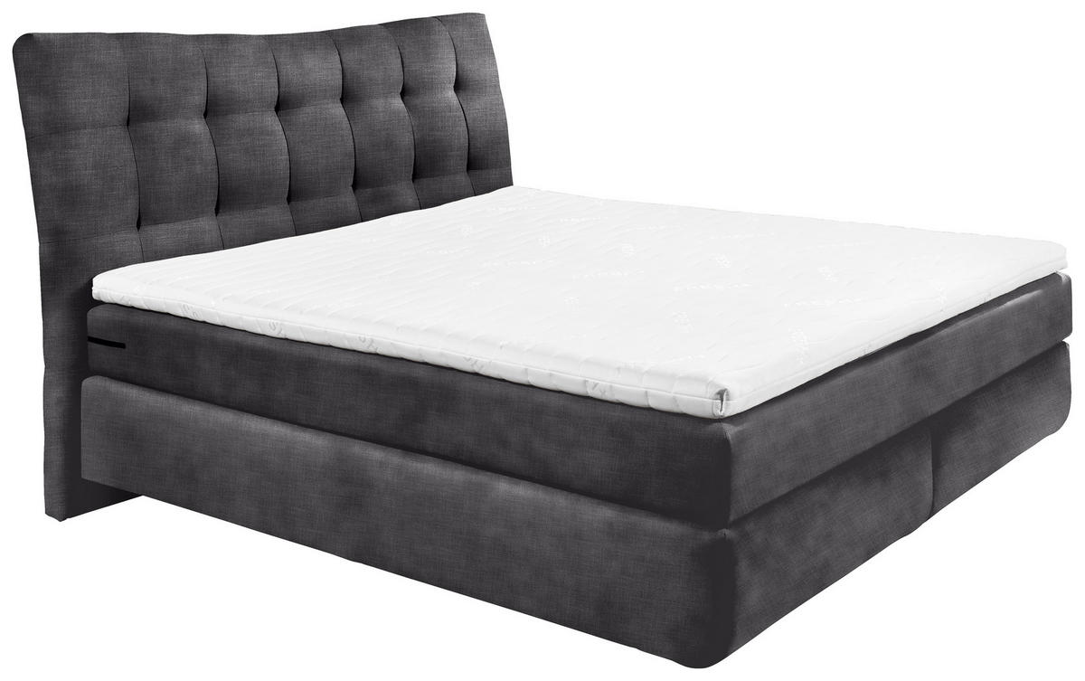 BOXSPRINGBETT 180/200 cm  in Grau  - Schwarz/Grau, Basics, Holzwerkstoff/Kunststoff (180/200cm) - Esposa