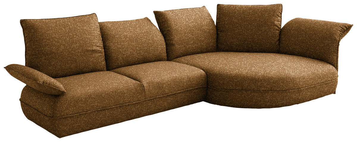 ECKSOFA Chenille Cognac  - Cognac/Schwarz, Design, Kunststoff/Textil (343/154cm) - Koinor