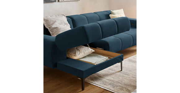 ECKSOFA  in Chenille Blau  167/311 cm  - Blau/Schwarz, Design, Textil/Metall (167/311cm) - Xora