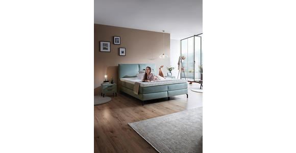 BOXSPRINGBETT 180/200 cm in Jadegrün - Jadegrün/Schwarz, KONVENTIONELL, Textil/Metall (180/200cm) - Dieter Knoll