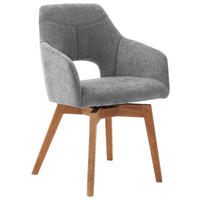 ARMLEHNSTUHL  in Mikrofaser  - Wildeiche/Hellgrau, Design, Holz/Textil (57/84/57cm) - Voleo