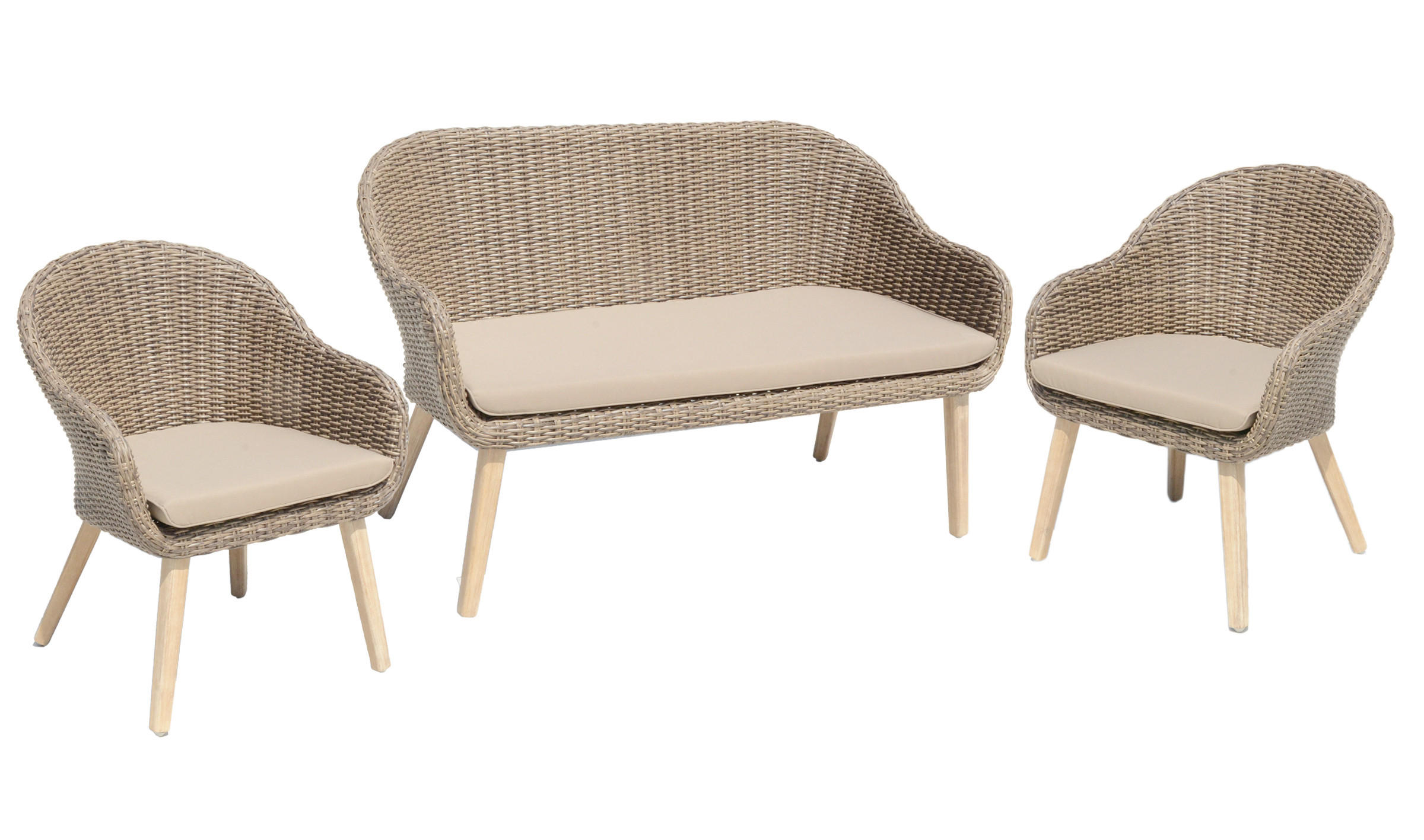 LOUNGEGARNITUR 3-teilig   166/83/236 cm Akazie Hartholz Aluminium  - Braun/Grau, MODERN, Holz/Kunststoff (166/83/236cm) - Gardenson