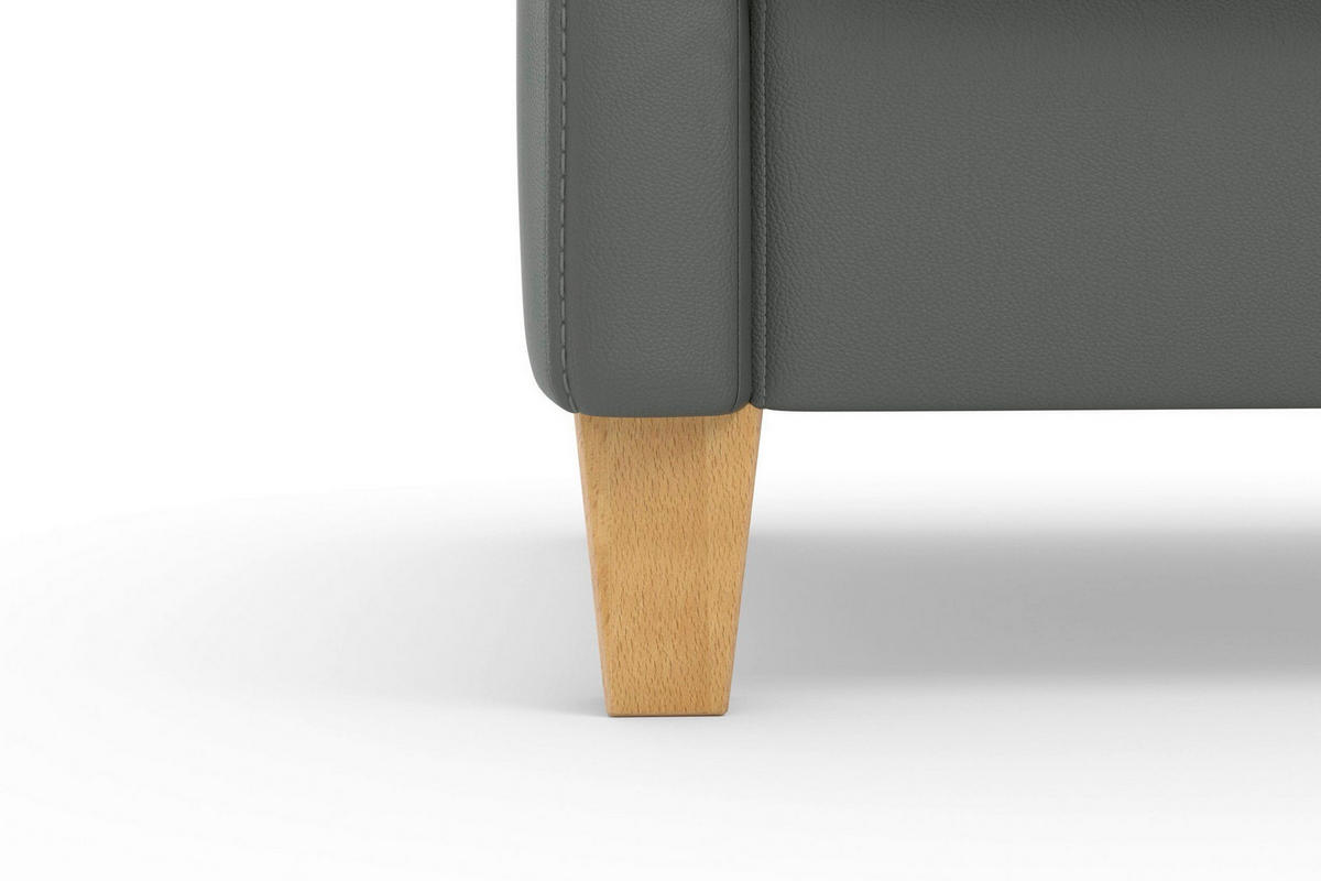 KŘESLO, kůže, antracitová - barvy dubu/antracitová, Basics, dřevo/kůže (70/93/75cm) - Sit & More