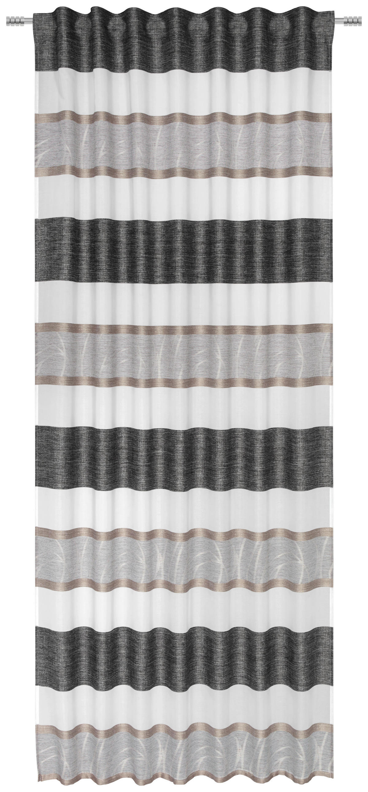 HOTOVÝ ZÁVĚS, průhledné, 135/245 cm - šedá/černá, Konvenční, textil (135/245cm) - Esposa