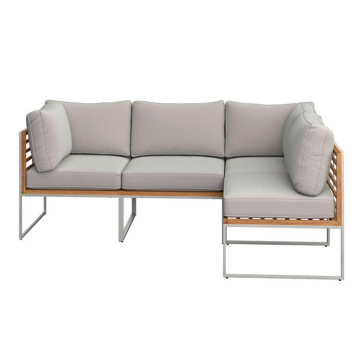LOUNGEGARNITUR   Edelstahl  - Edelstahlfarben/Hellgrau, MODERN, Textil/Metall - Ambia Garden