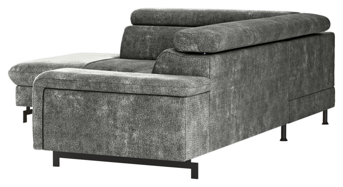 ECKSOFA in Chenille Grau  - Schwarz/Grau, Textil/Metall (215/262cm) - MID.YOU