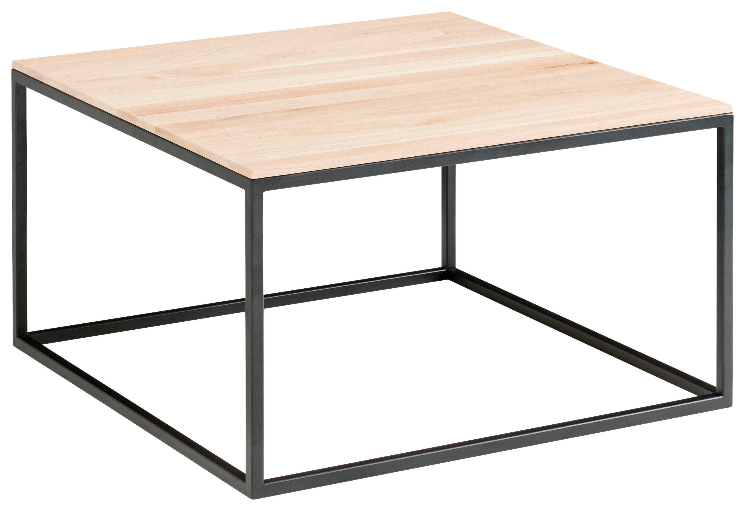 COUCHTISCH 65/65/37 cm Eiche massiv quadratisch Schwarz, Eichefarben  - Eichefarben/Schwarz, Design, Holz/Metall (65/65/37cm) - Johann Jakob
