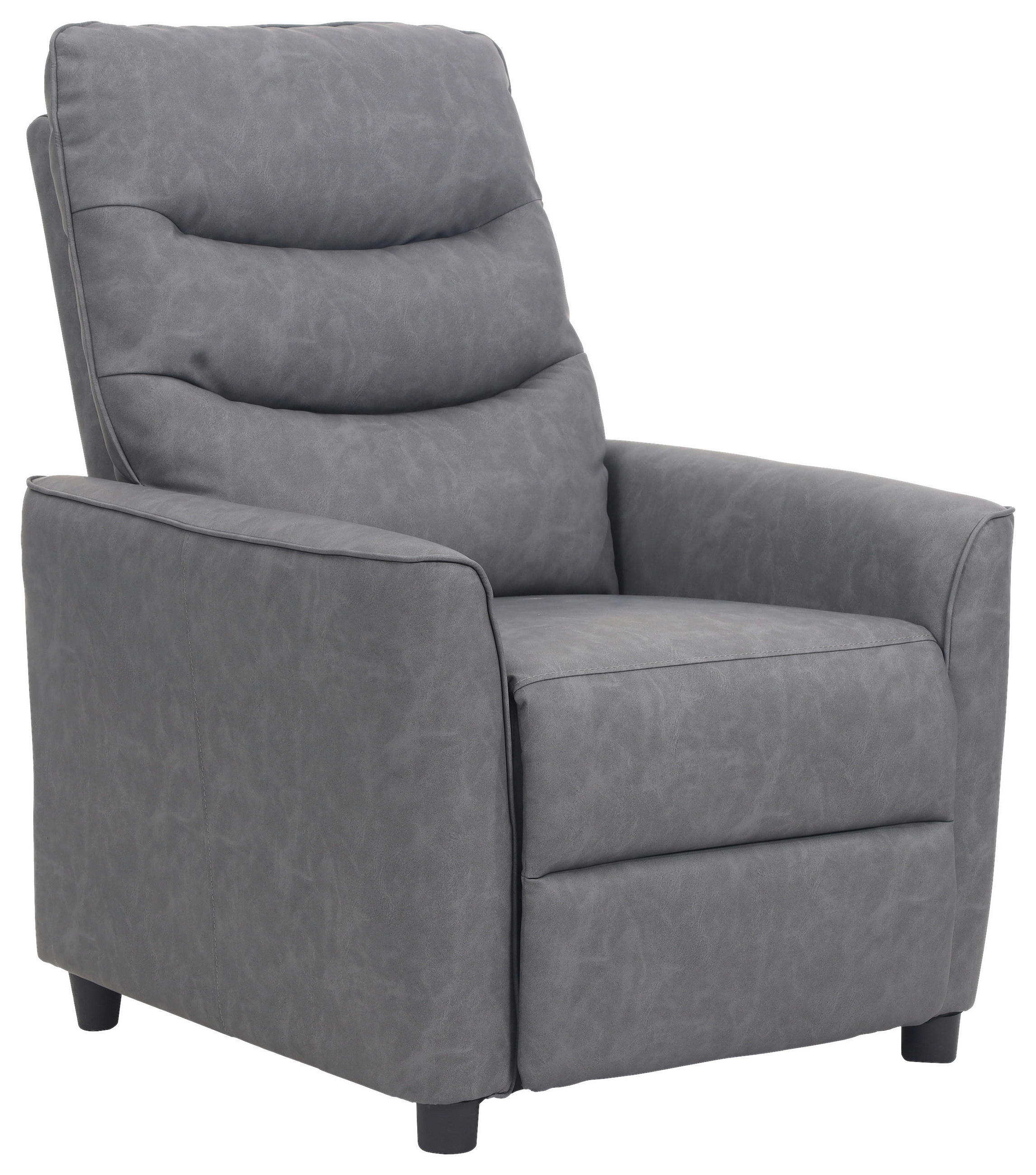 FERNSEHSESSEL mit Lederlook Grau - Schwarz/Grau, KONVENTIONELL, Textil/Metall (76/105/88cm) - MID.YOU