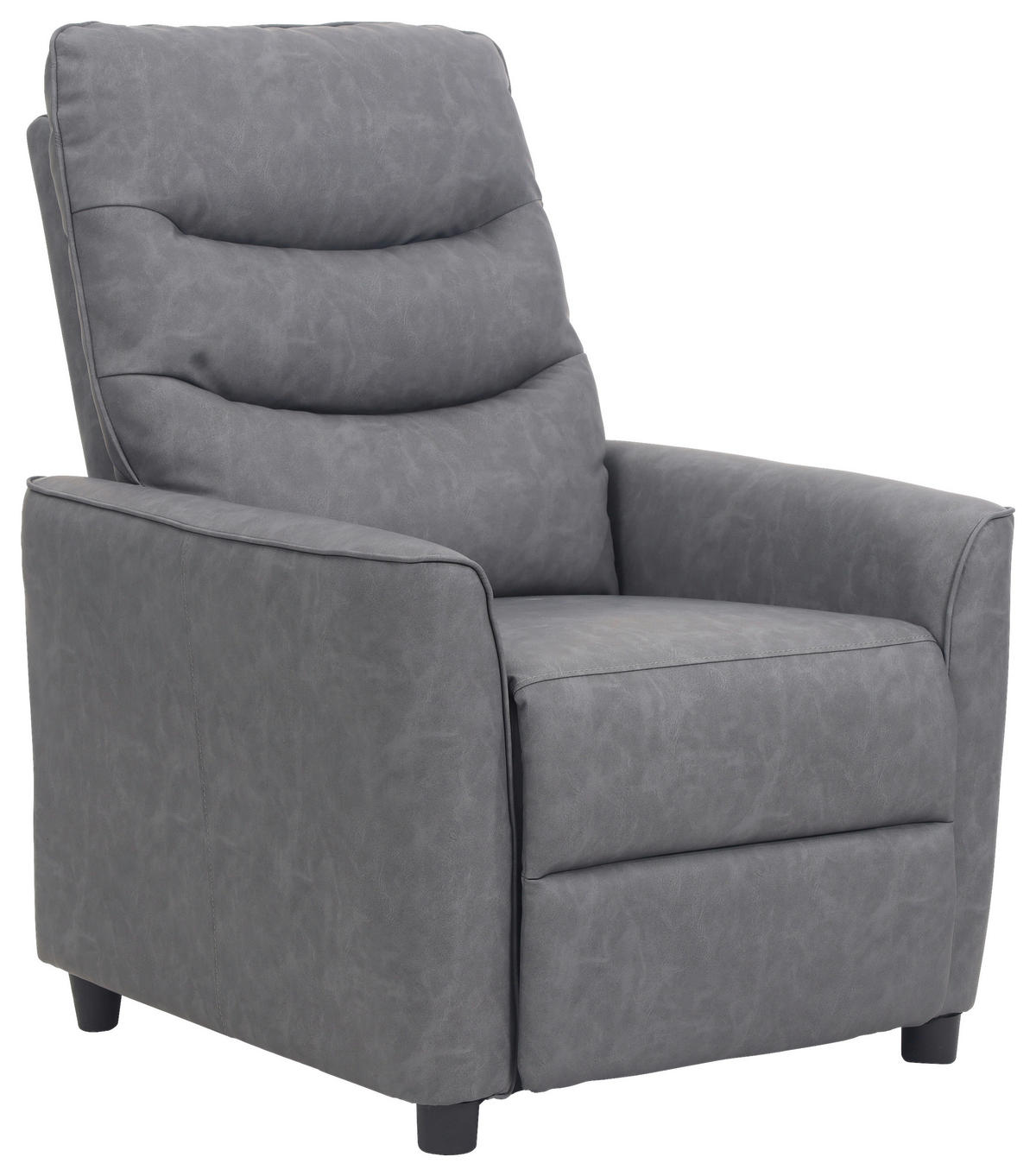 FERNSEHSESSEL in Lederlook Grau  - Schwarz/Grau, Konventionell, Textil/Metall (76/105/88cm) - MID.YOU
