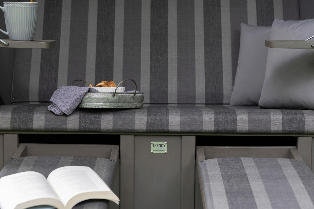 STRANDKORB Dunkelgrau  - Dunkelgrau, LIFESTYLE, Holz/Textil (120/160/80cm)